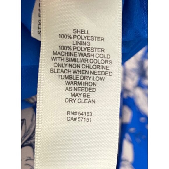 Eliza J Blue & White Floral Print Dress V-Neck 3/4 Sleeve Fit & Flare Size 12 - Picture 7 of 7